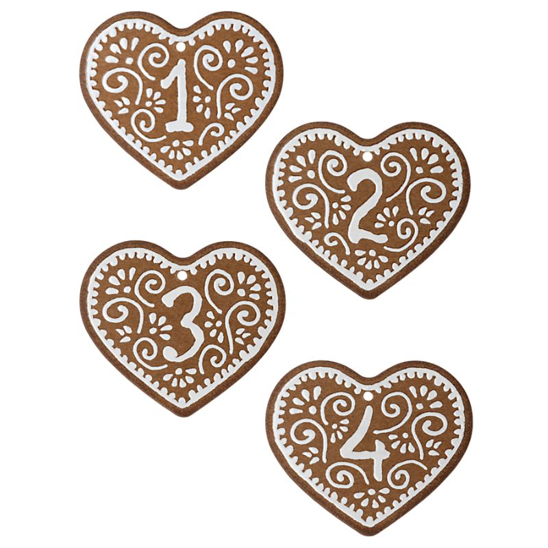 Mærker til adventsgaver - Honninghjerte 1-4