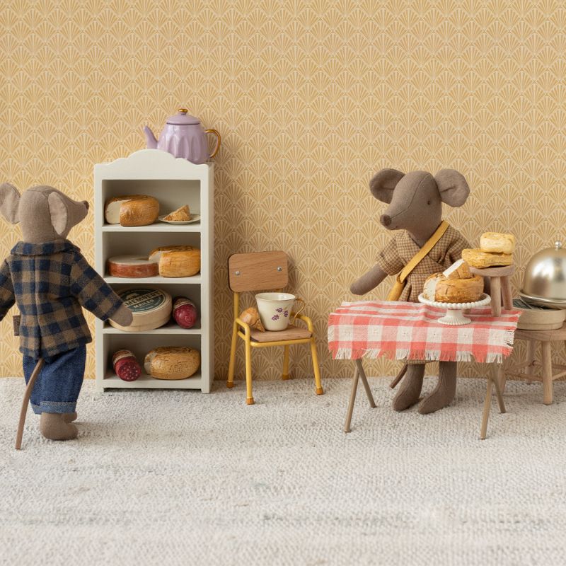 Mor mus - Lysebrun med gul taske