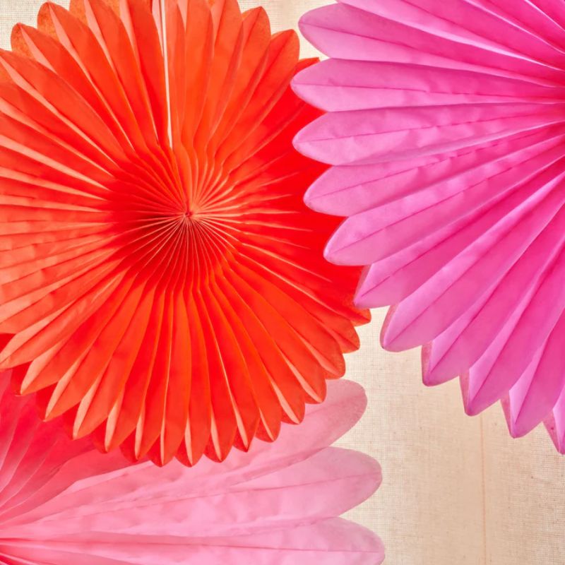 Paper fans 3 stk - Pink