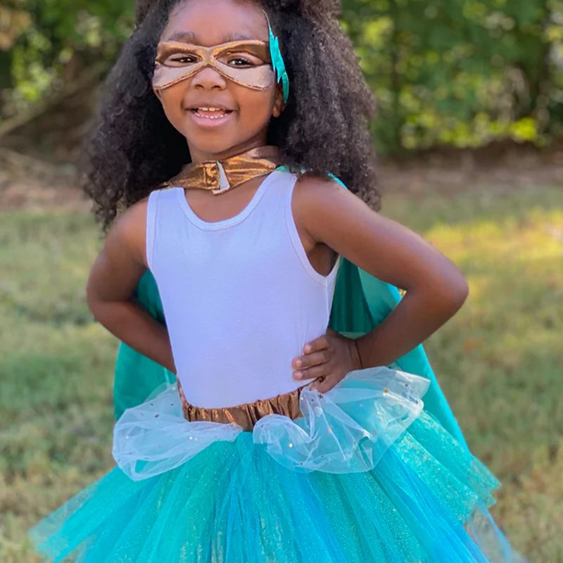 Superheltekappe og skørt - Kobber/blå mint