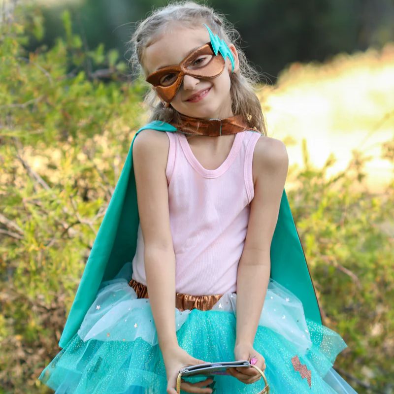 Superheltekappe og skørt - Kobber/blå mint