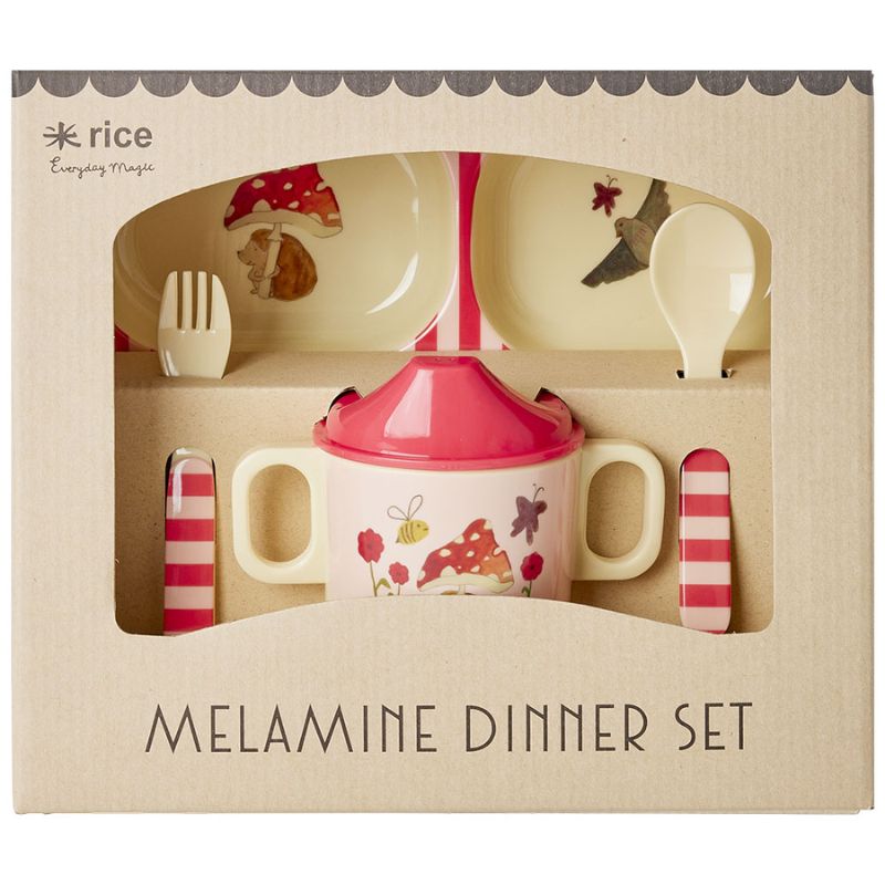 Servicesæt skovprint pink