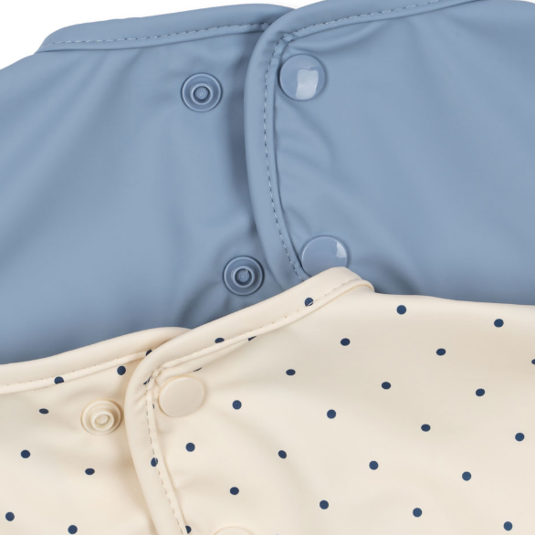 Spisesmæk med ærmer 2pak - Navy dot/ Rain washed