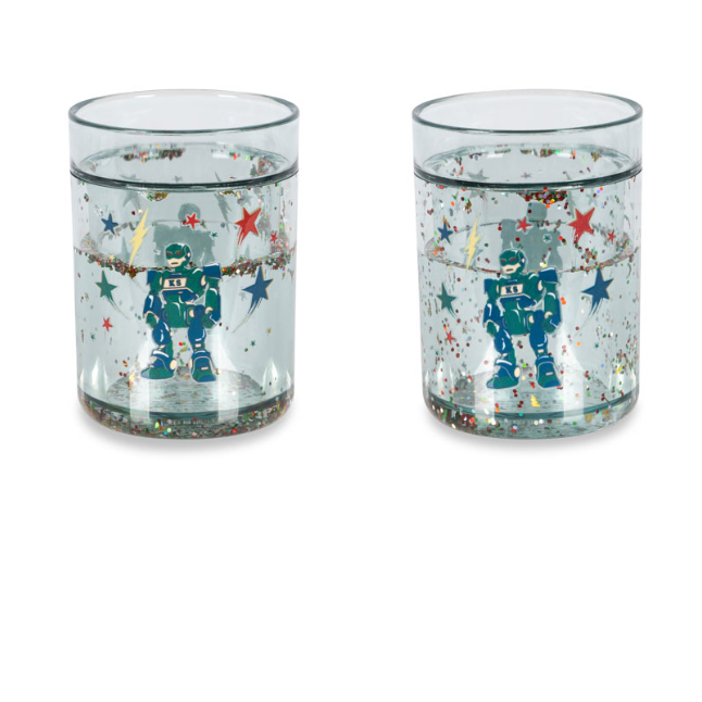 Glitterkopper 2 stk - Hero robot