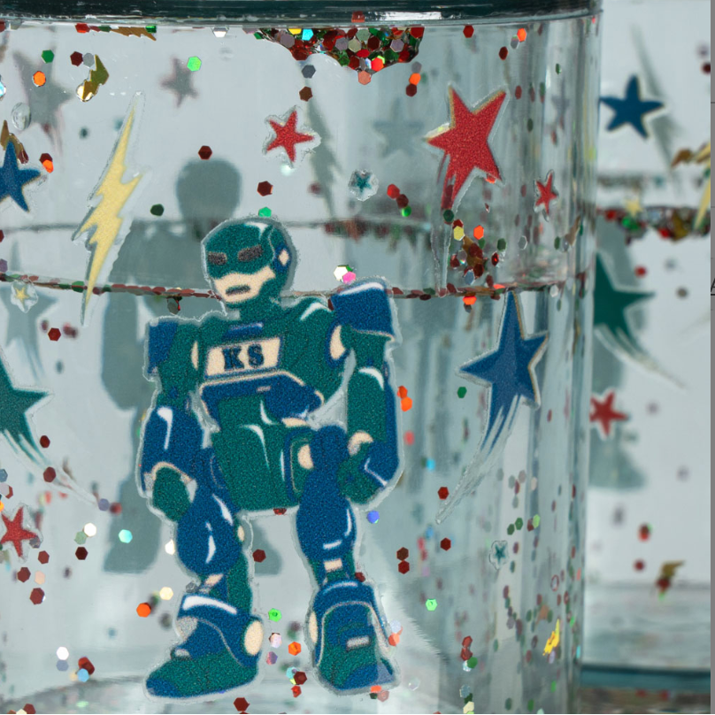 Glitterkopper 2 stk - Hero robot