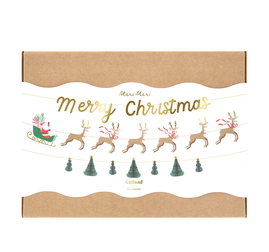 Santa, sleigh & reindeer garland