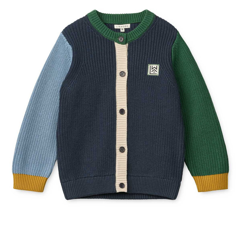 Thea bomuldscardigan - Classic navy multi mix