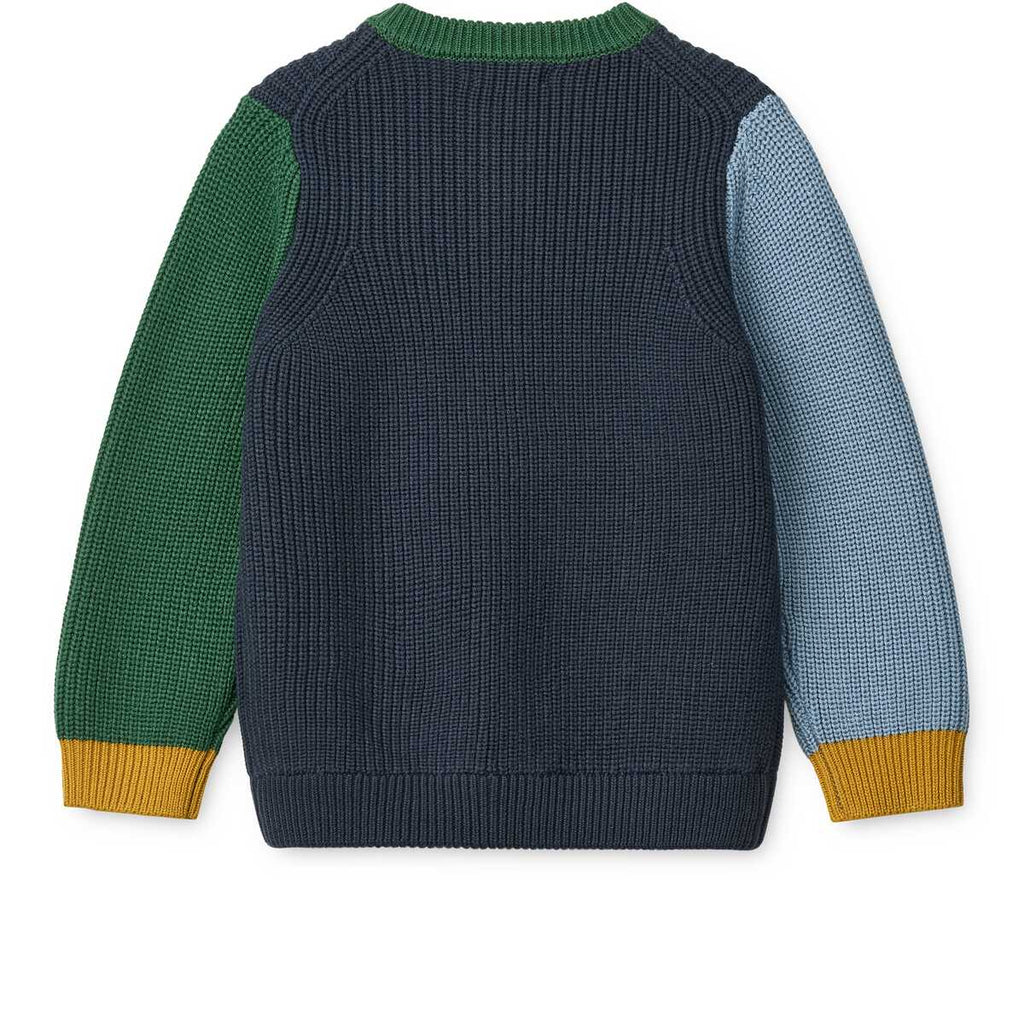 Thea bomuldscardigan - Classic navy multi mix