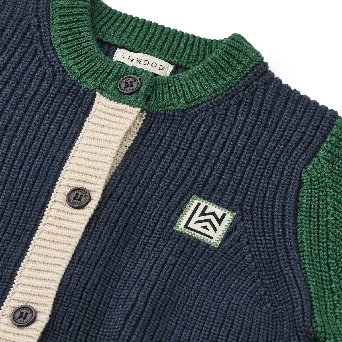 Thea bomuldscardigan - Classic navy multi mix
