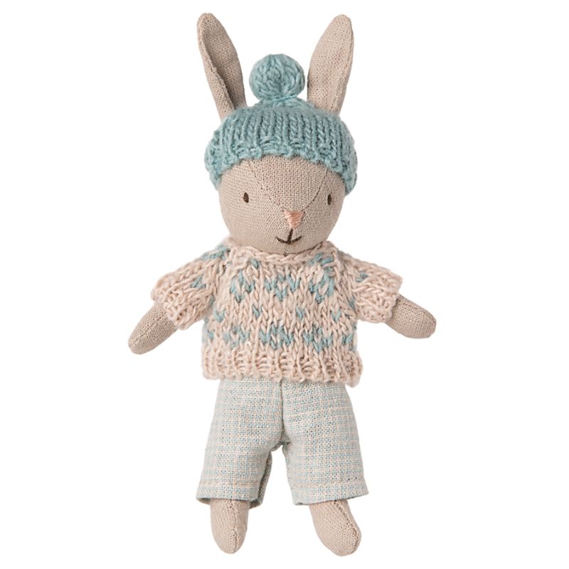 Vinterhare med mintfarvet tøjsæt