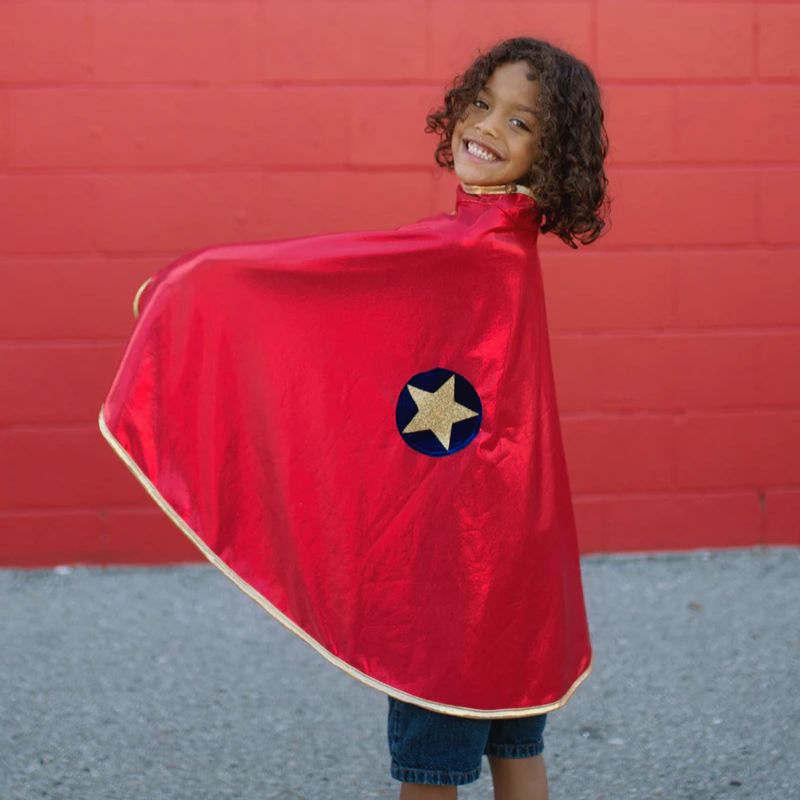 Wonderkappe rød/guld (5-6 år)