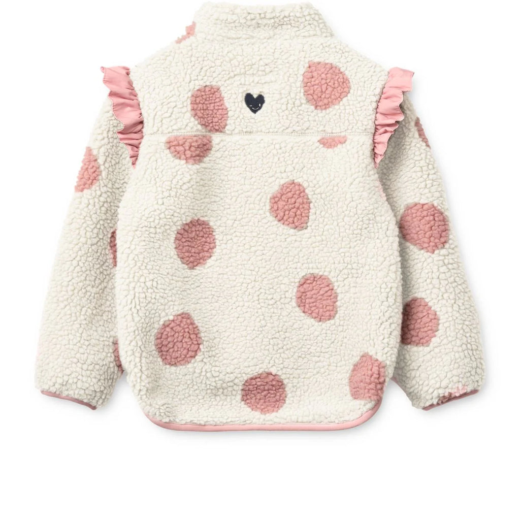 Nolan pile jacket - spot dot sandy/ rose blush mix frill