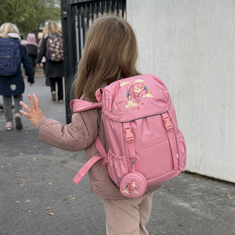 Barn med Konges Sløjd skoletaske Peony