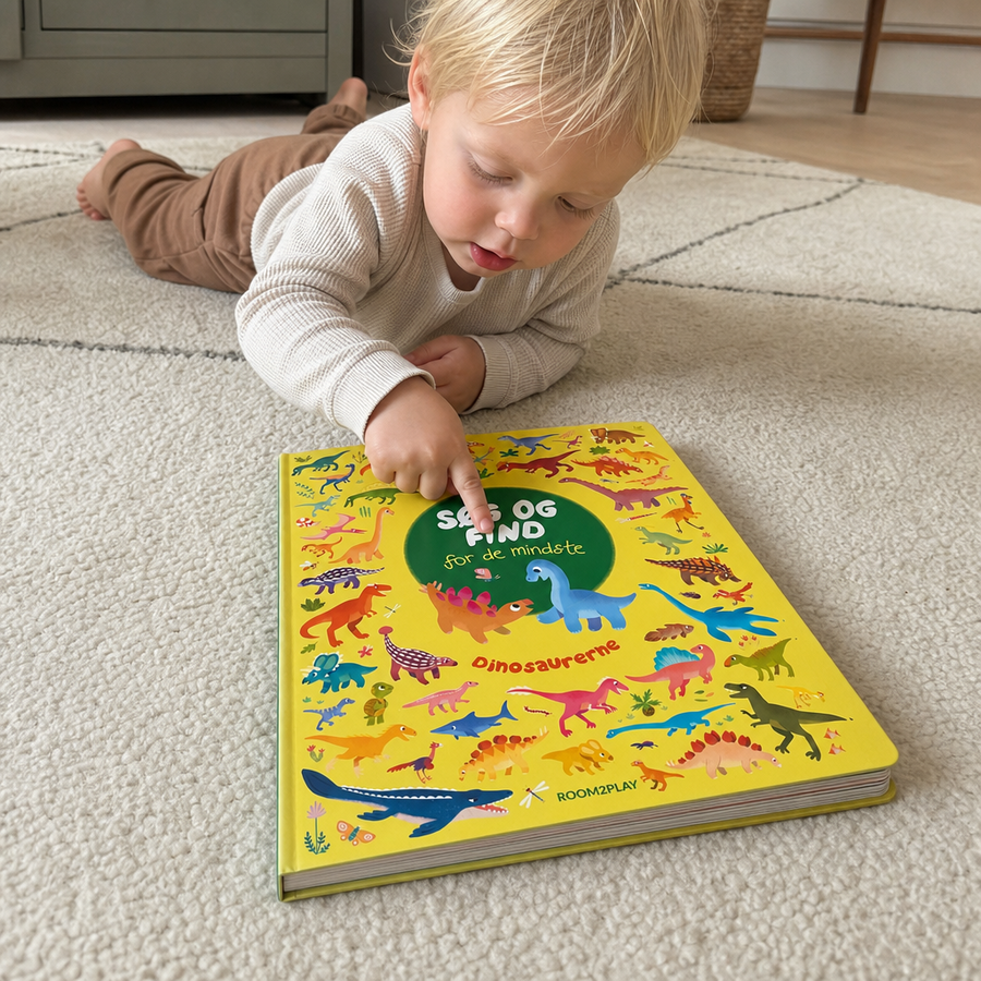Barn laeser Soeg og find dinosaurerne