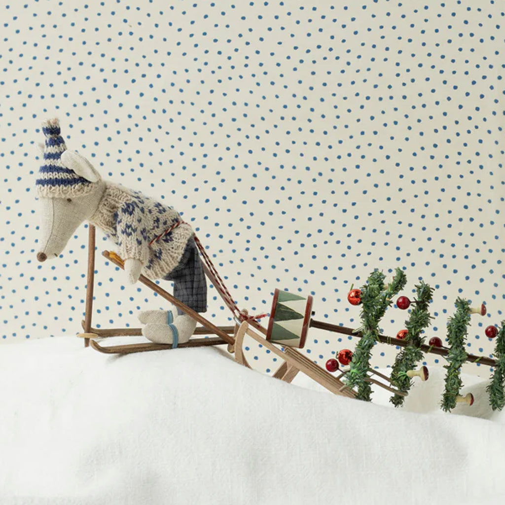 Farmus med ski og stave - blå