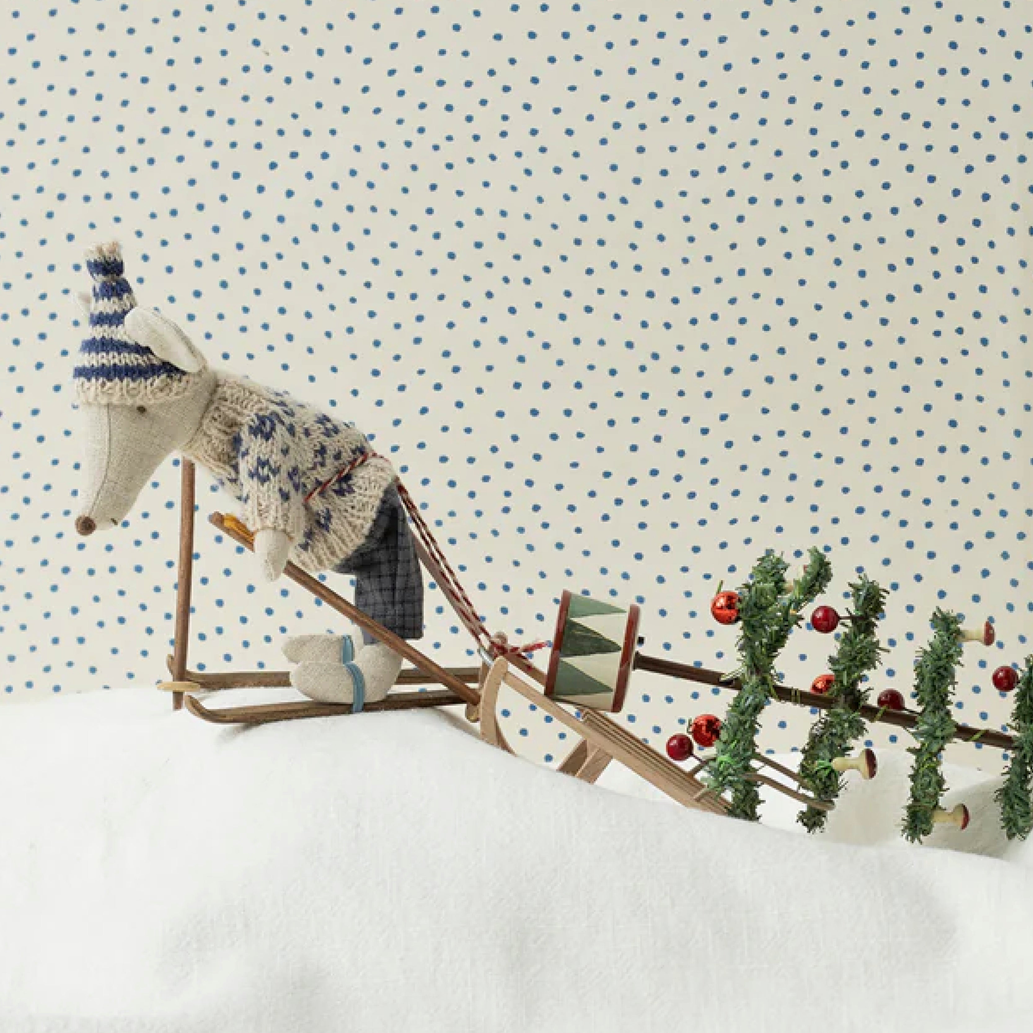 Farmus med ski og stave - blå