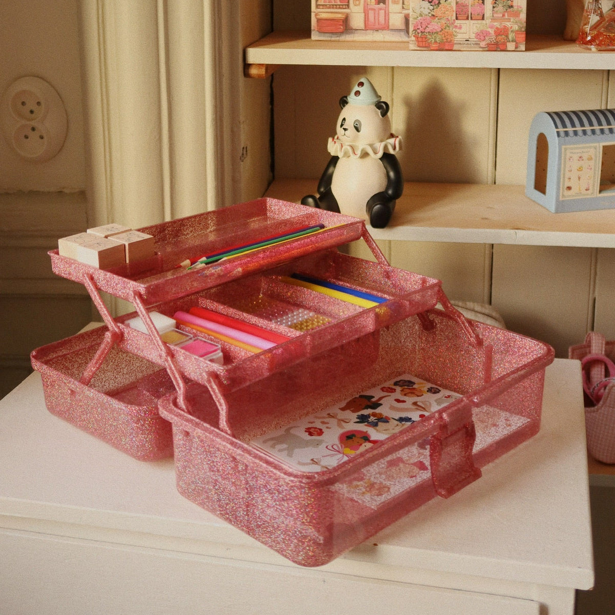 Creative art caddy - Glitter rose cherry