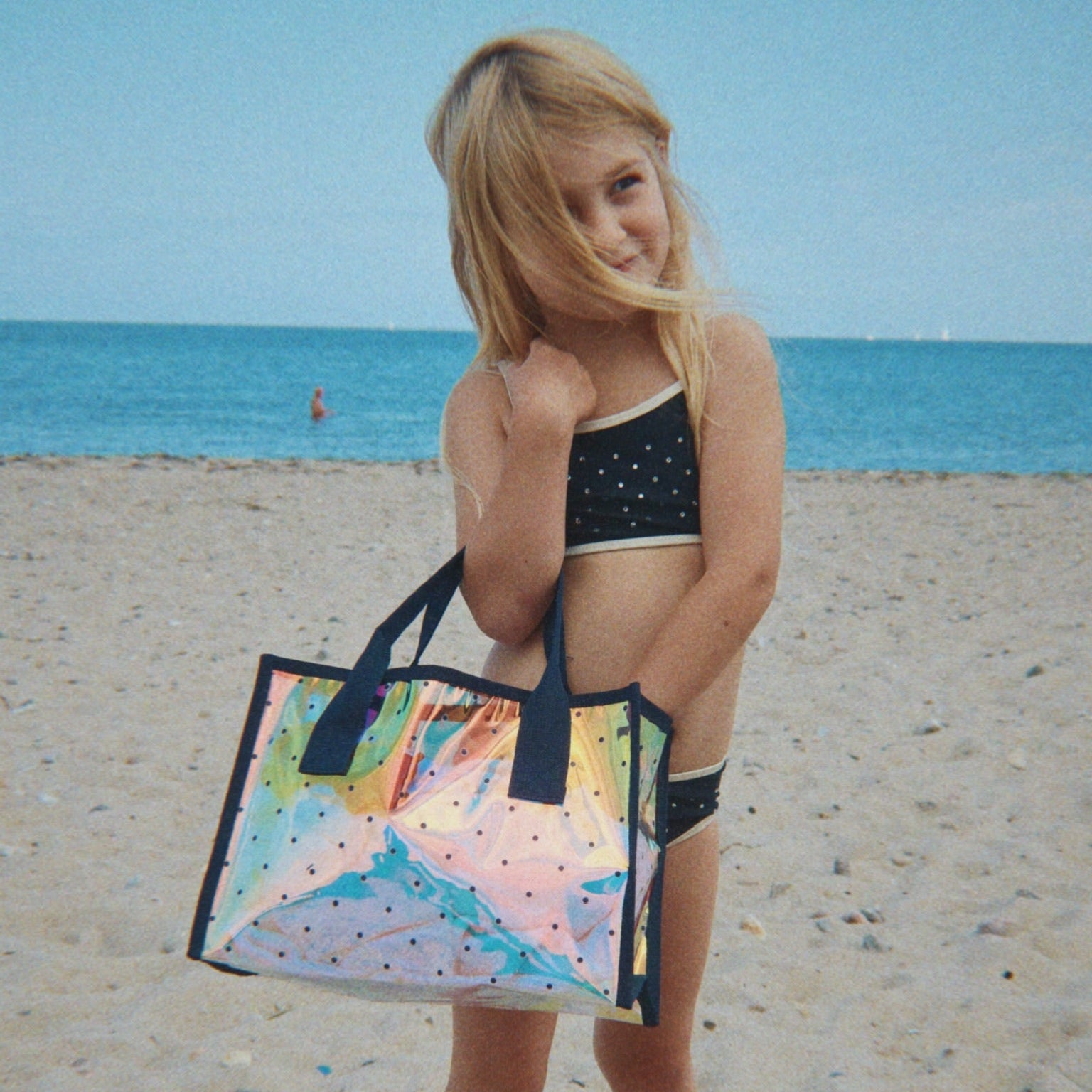 Strandtaske navy dot