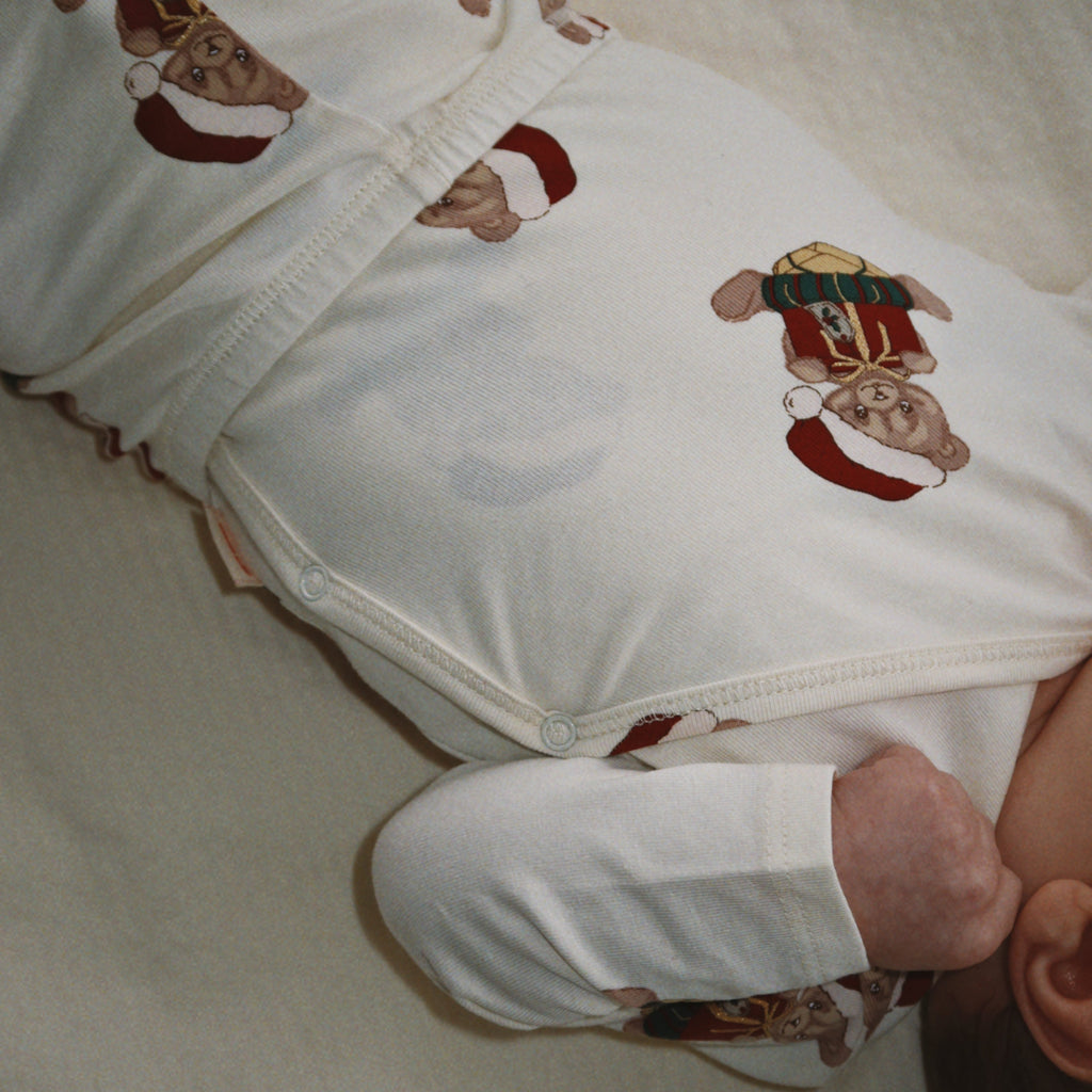 Julesæt newborn body og bukser - Teddy Bear