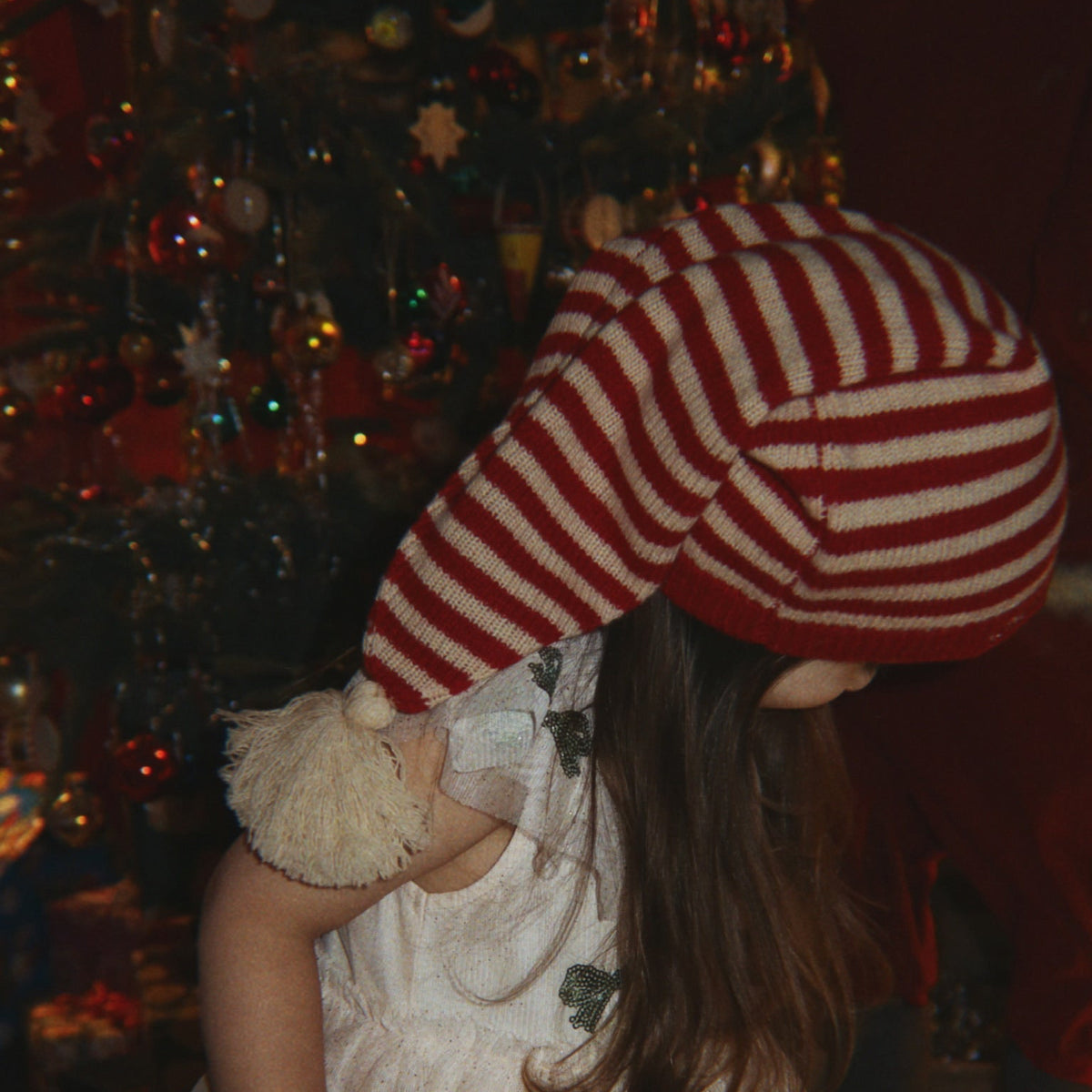 Strikket nissehue - Christmas stripe