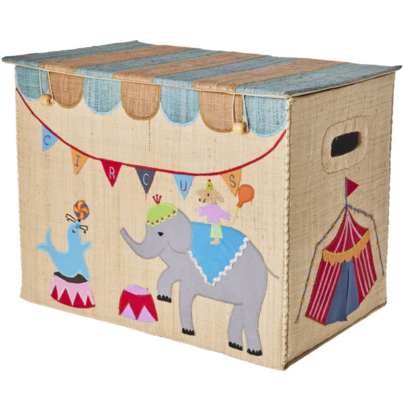 Sammenfoldelig opbevaringskurv med cirkustema