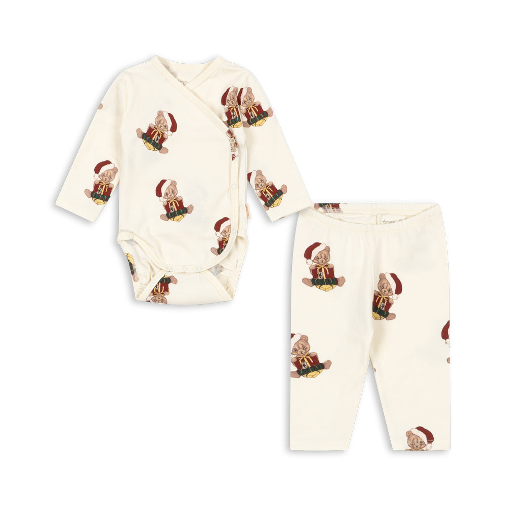 Julesæt newborn body og bukser - Teddy Bear