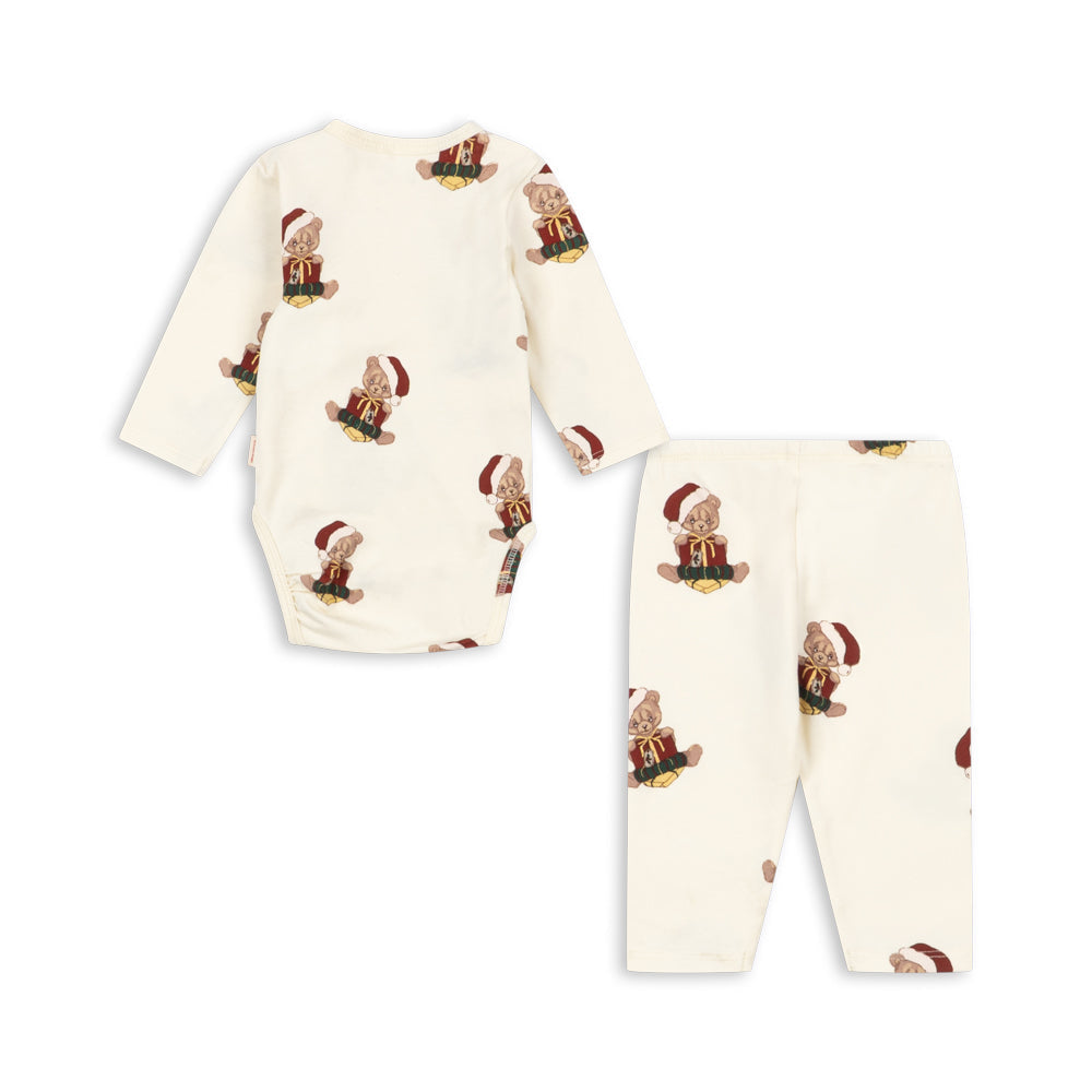 Julesæt newborn body og bukser - Teddy Bear
