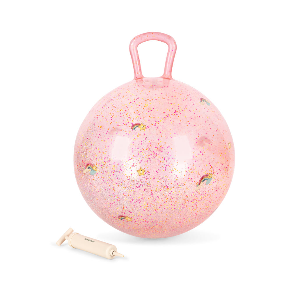 Hoppebold med håndtag - Glitter Rainbow