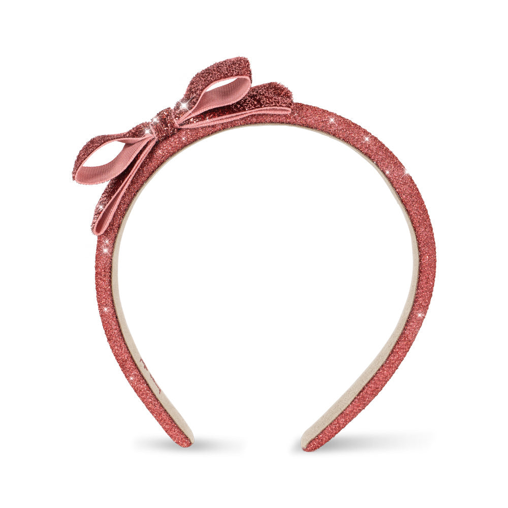 Hårbånd med fløjlssløjfe - Rose glitter